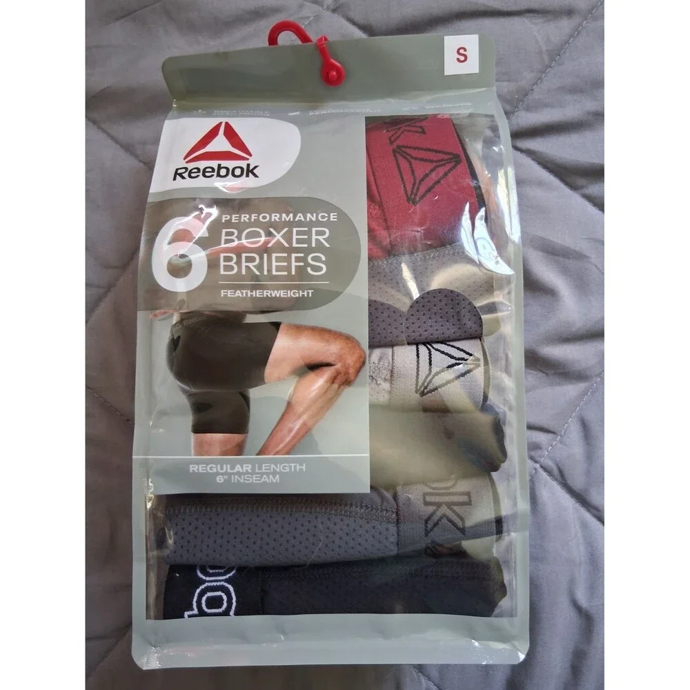Reebok Performance Featherweight Boxer Briefs 6-Pack S 6